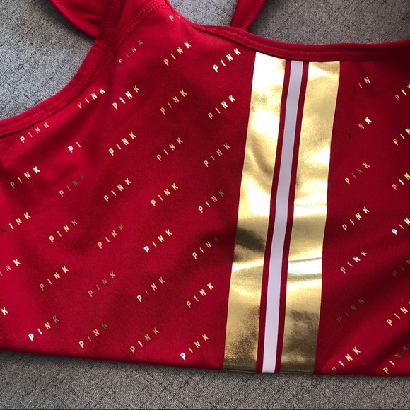 Victoria Secret PINK Red Gold Ultimate Sports Bra - Picture 7 of 8